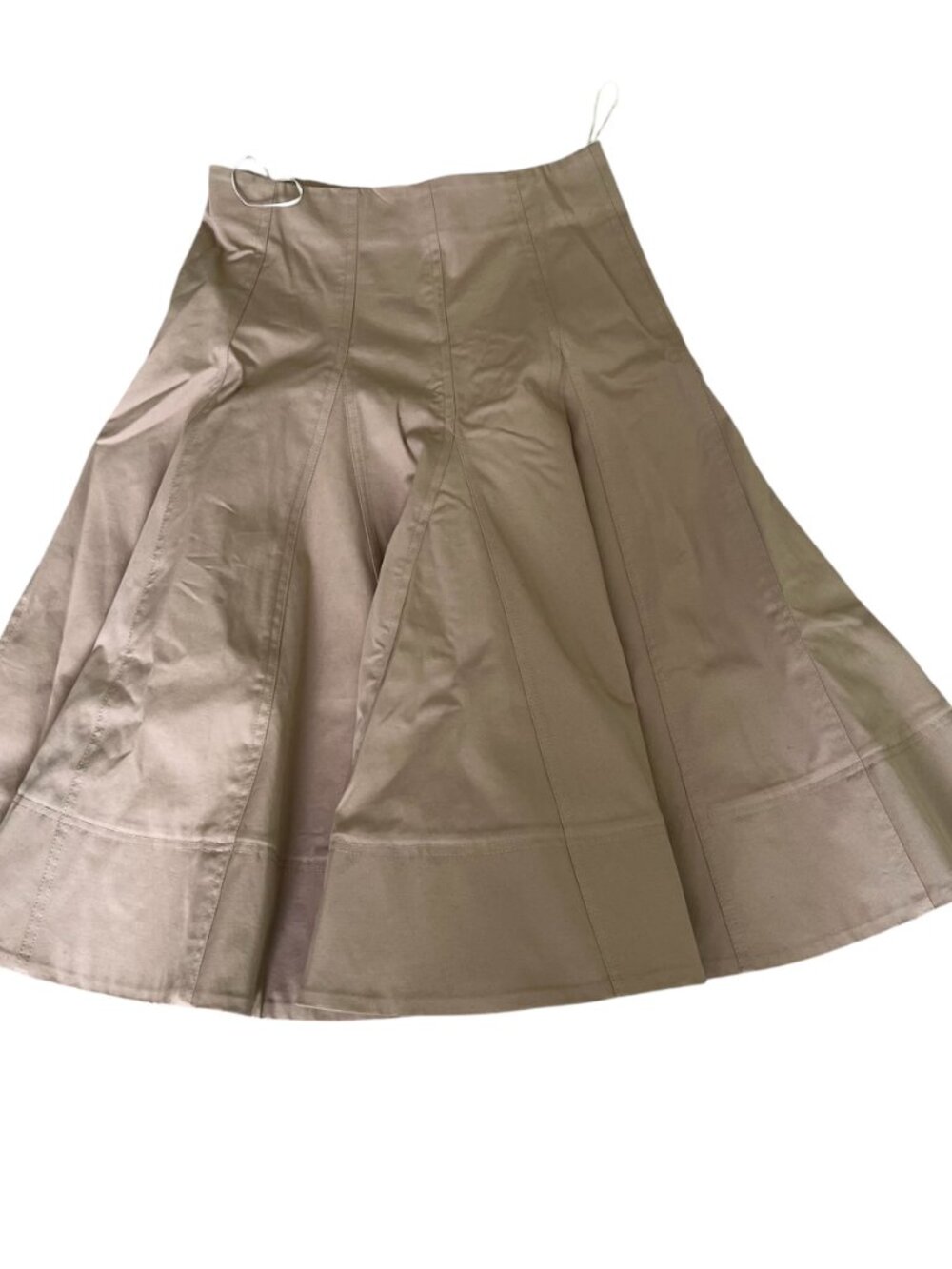 Zara ZW Collection Trench Midi Skirt Light Whiskey Pleated Hem Cotton Large NWT - Picture 10 of 13